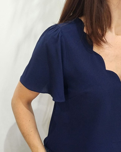 Blouse femme Emmanuelle bleu marine