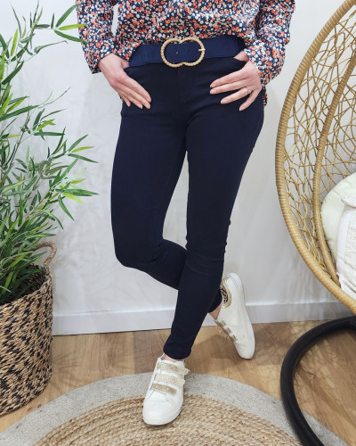 Pantalon femme bleu marine slim coupe confort - 20785