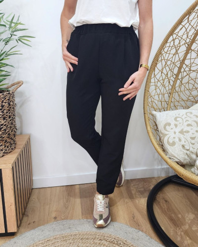 Pantalon tailleur femme fluide noir