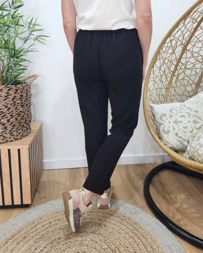 Pantalon tailleur femme fluide noir