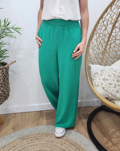 Pantalon fluide femme uni vert Elysia