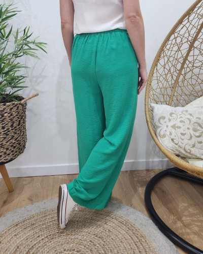 Pantalon fluide femme uni vert Elysia