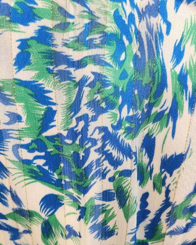 Robe longue femme écrue motifs verts et bleus Samia