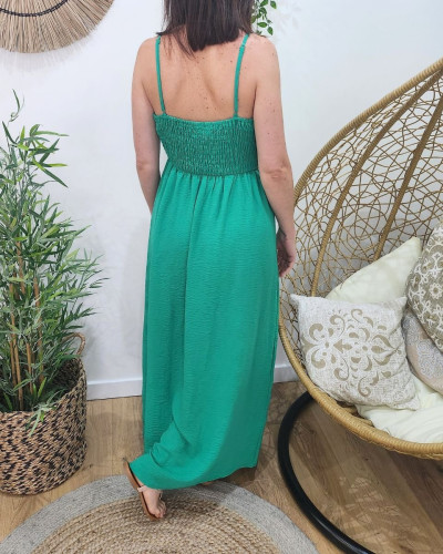 Robe longue femme verte boutonnée Alexia