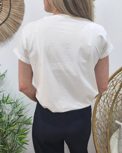 T-Shirt blanc coeur taille unique-marine