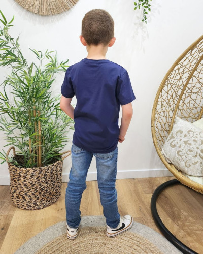 T-Shirt enfant bleu marine Telle mère tel fils blanc