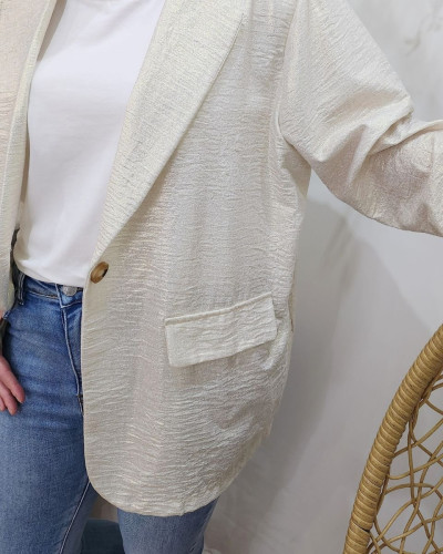 Veste blazer très fine femme doré oversize