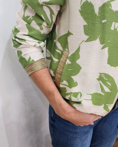 Bombers femme écru et vert Lisa