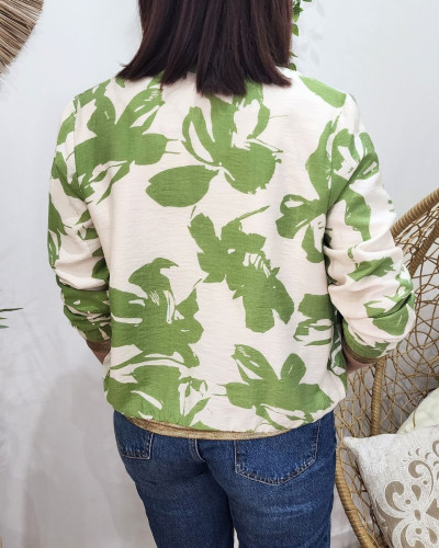 Bombers femme écru et vert Lisa