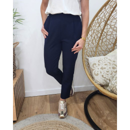 Pantalon tailleur femme fluide bleu marine