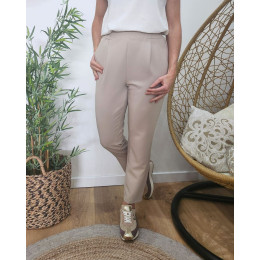 Pantalon tailleur femme fluide beige foncé