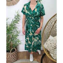 Robe mi-longue femme verte Acadia