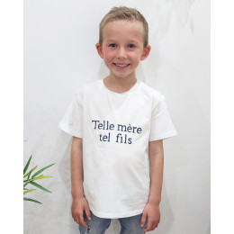 T-Shirt enfant blanc Telle mère tel fils marine