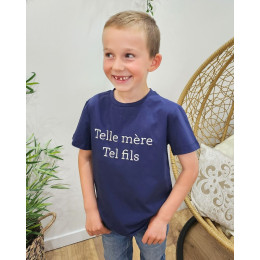 T-Shirt enfant bleu marine Telle mère tel fils blanc