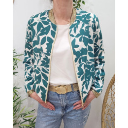 Bombers femme écru et vert Soizic