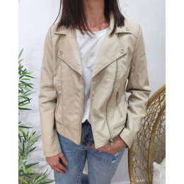 Perfecto femme beige simili