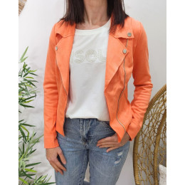 Perfecto femme fin suédine orange clair