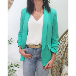 Blazer femme manches plissées vert menthe