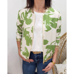 Bombers femme écru et vert Lisa