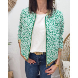 Bombers femme vert fleurs blanches Céline