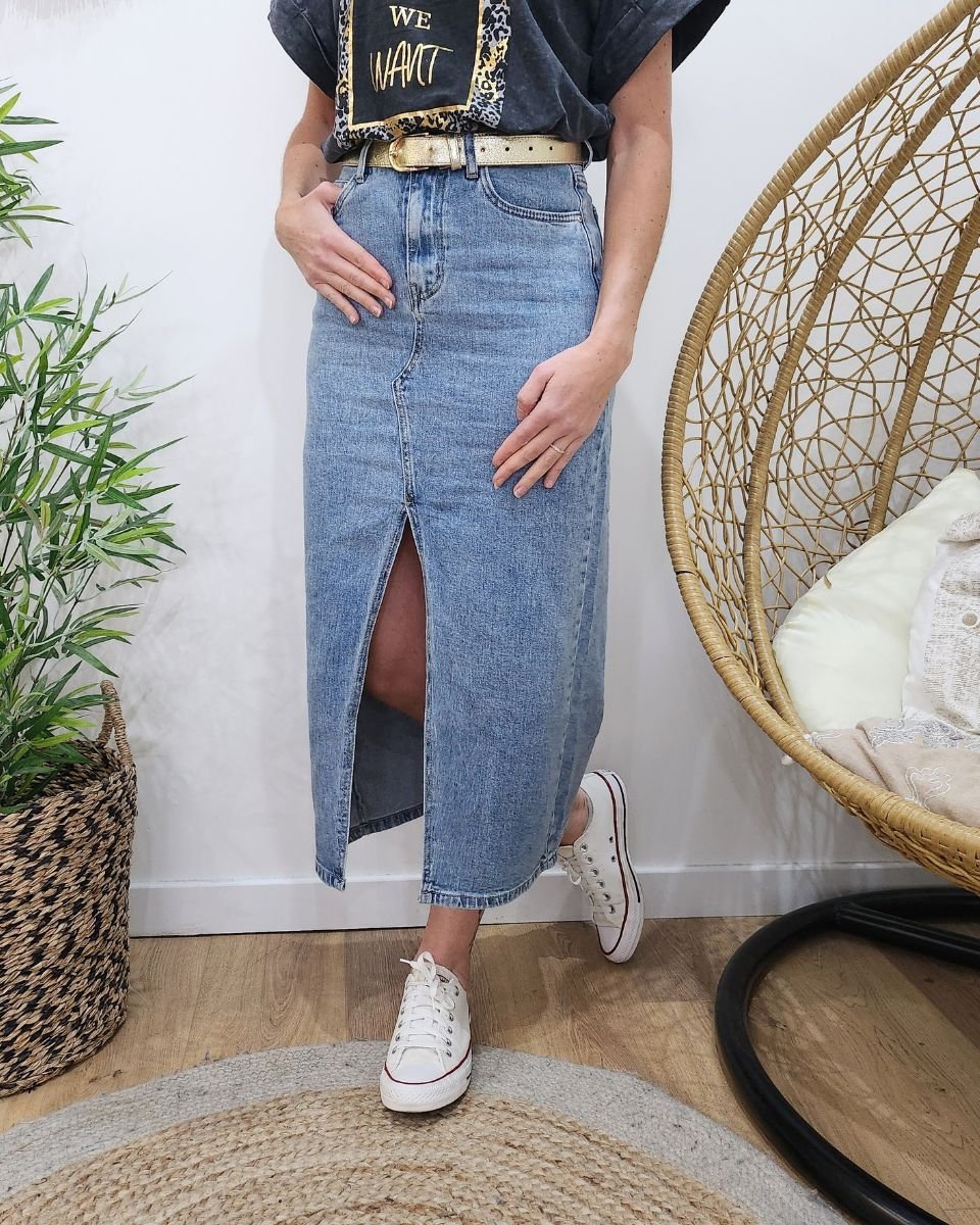 Jupe en jeans midi sale