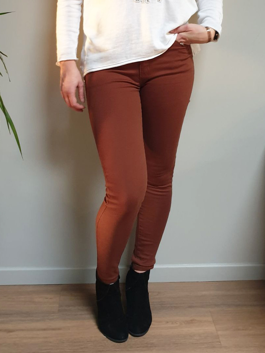 Pantalon marron slim push up taille haute 11839